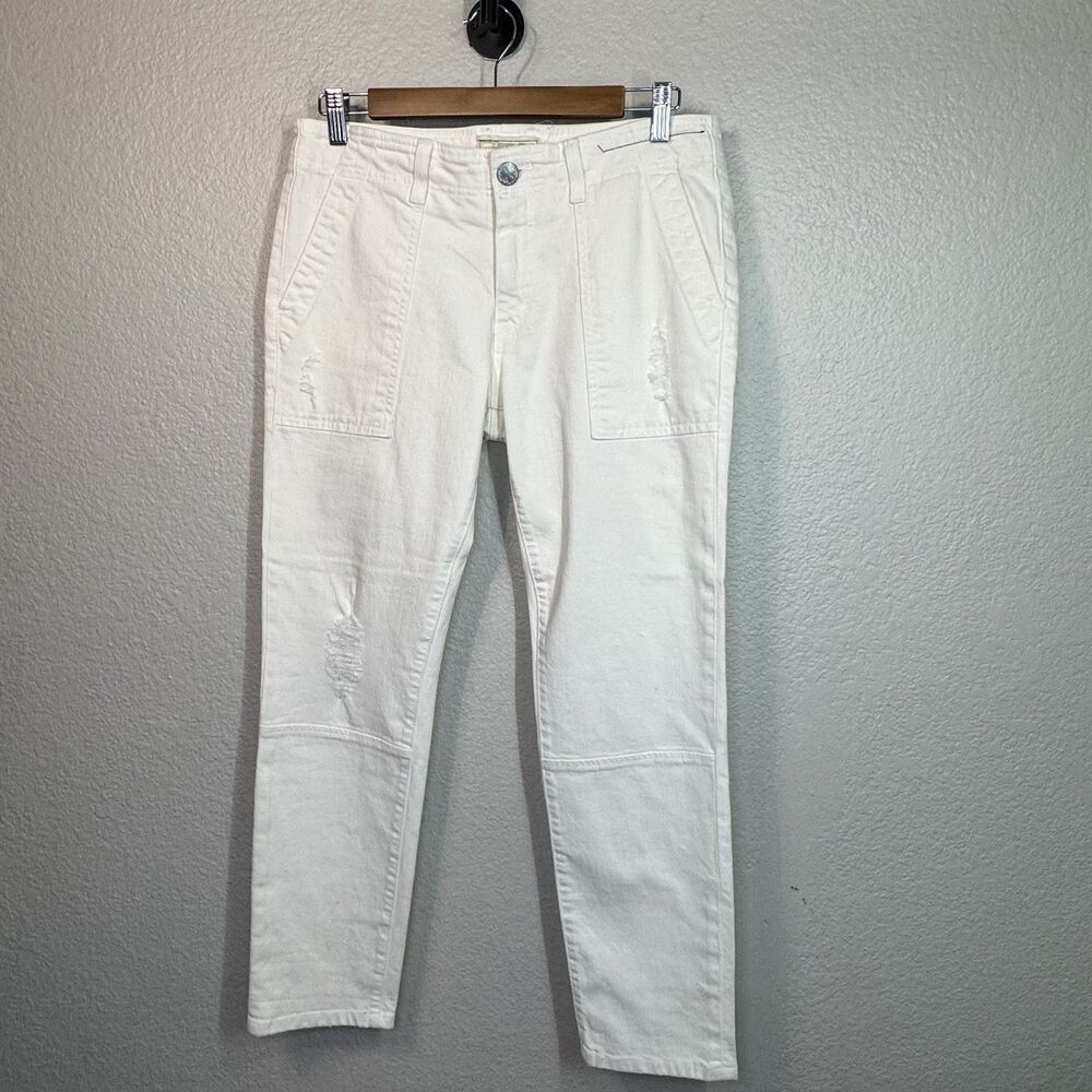 Current Elliot Pants The Seamed Army Buddy Trouser White Basic USA Made Women 28